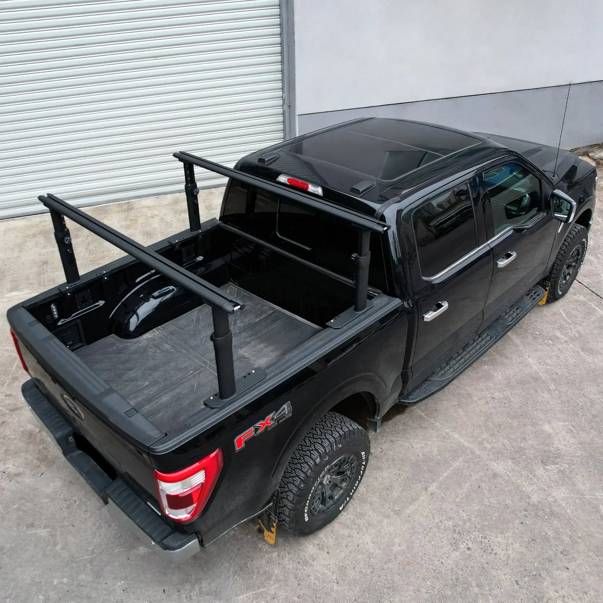 Melipron Adjustable Ladder Rack for Full-Size Truck Beds –  Heavy-Duty Aluminum Work Rack for Lumber, Pipes, Ladders & Tools Compatible with Tonneau Cover