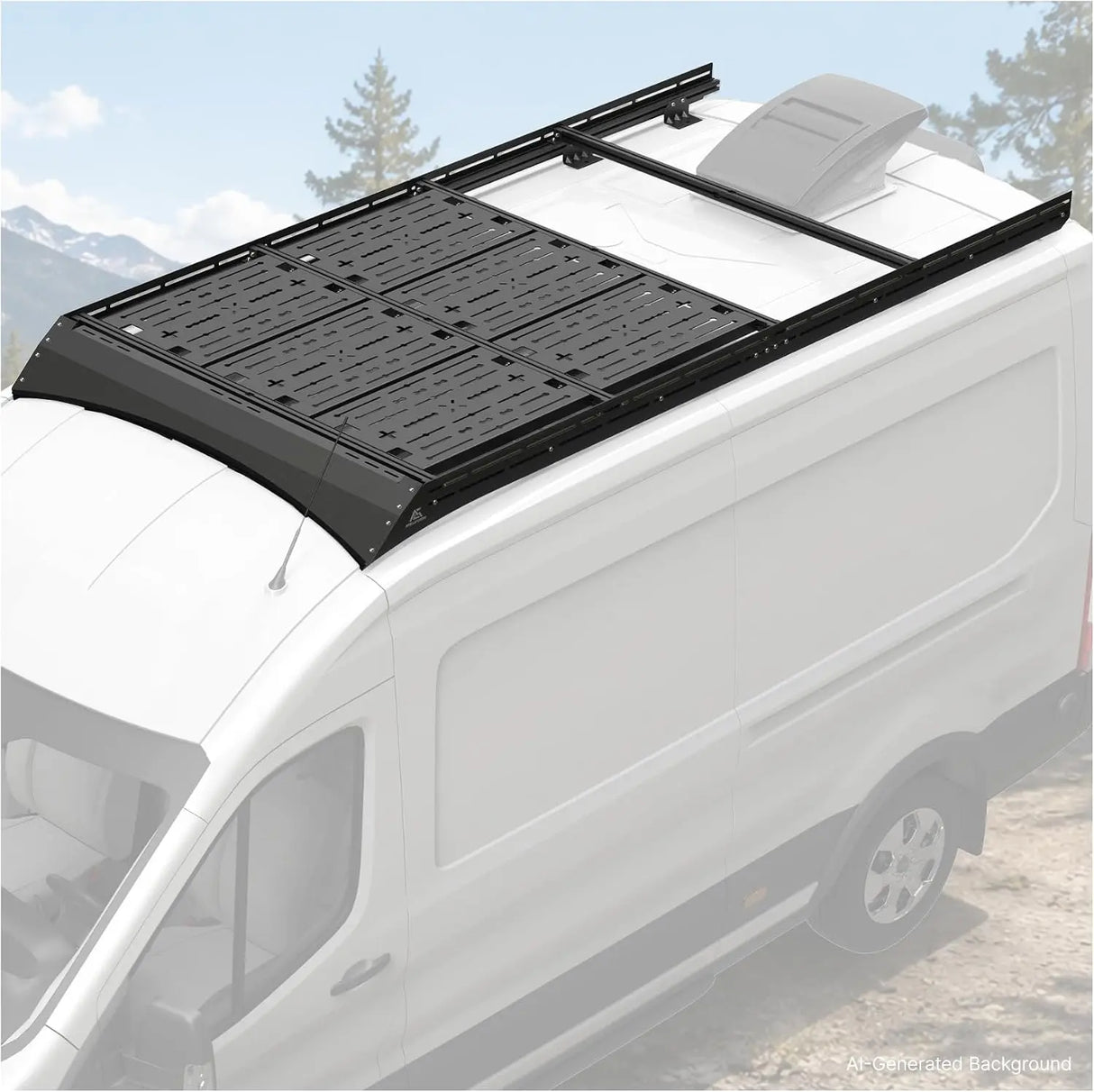 【Preorder】MELIPRON Ford Transit 148" Mid Roof Aluminum Roof Rack – Heavy-Duty Utility Platform with 6pcs Molle Decks for Solar Panels & Overland Gear