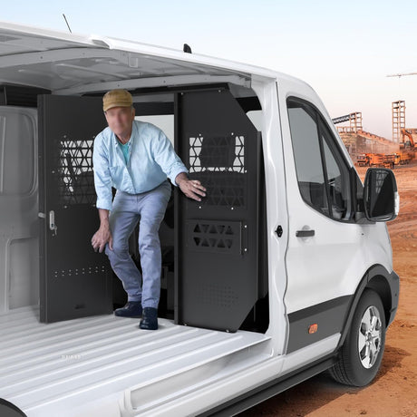 Melipron Van Partition Bulkhead Fit for Ford Transit 150 250 350 Low Roof with Door Handle-1