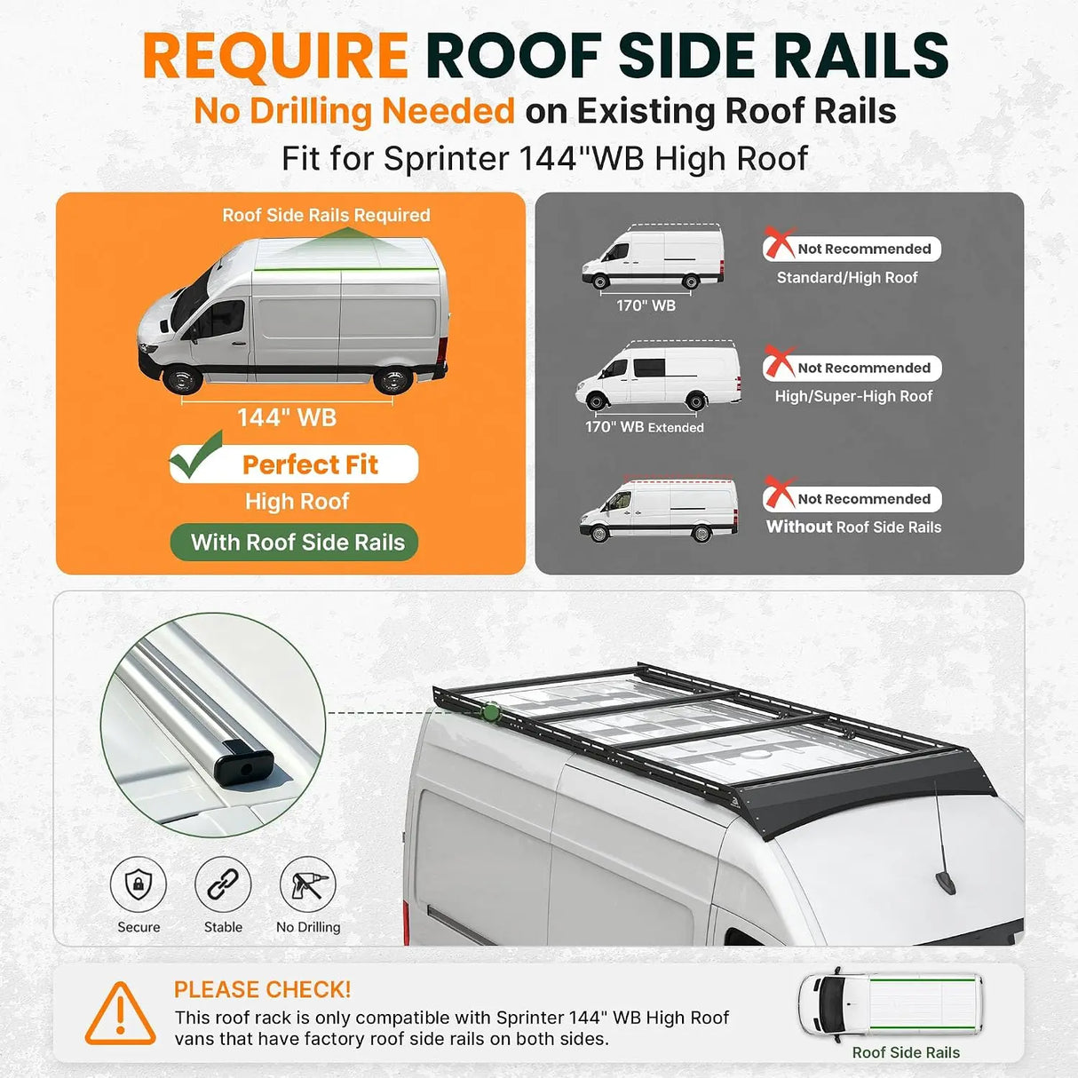 MELIPRON Aluminum Roof Rack for Mercedes-Benz Sprinter 144" WB High Roof -2