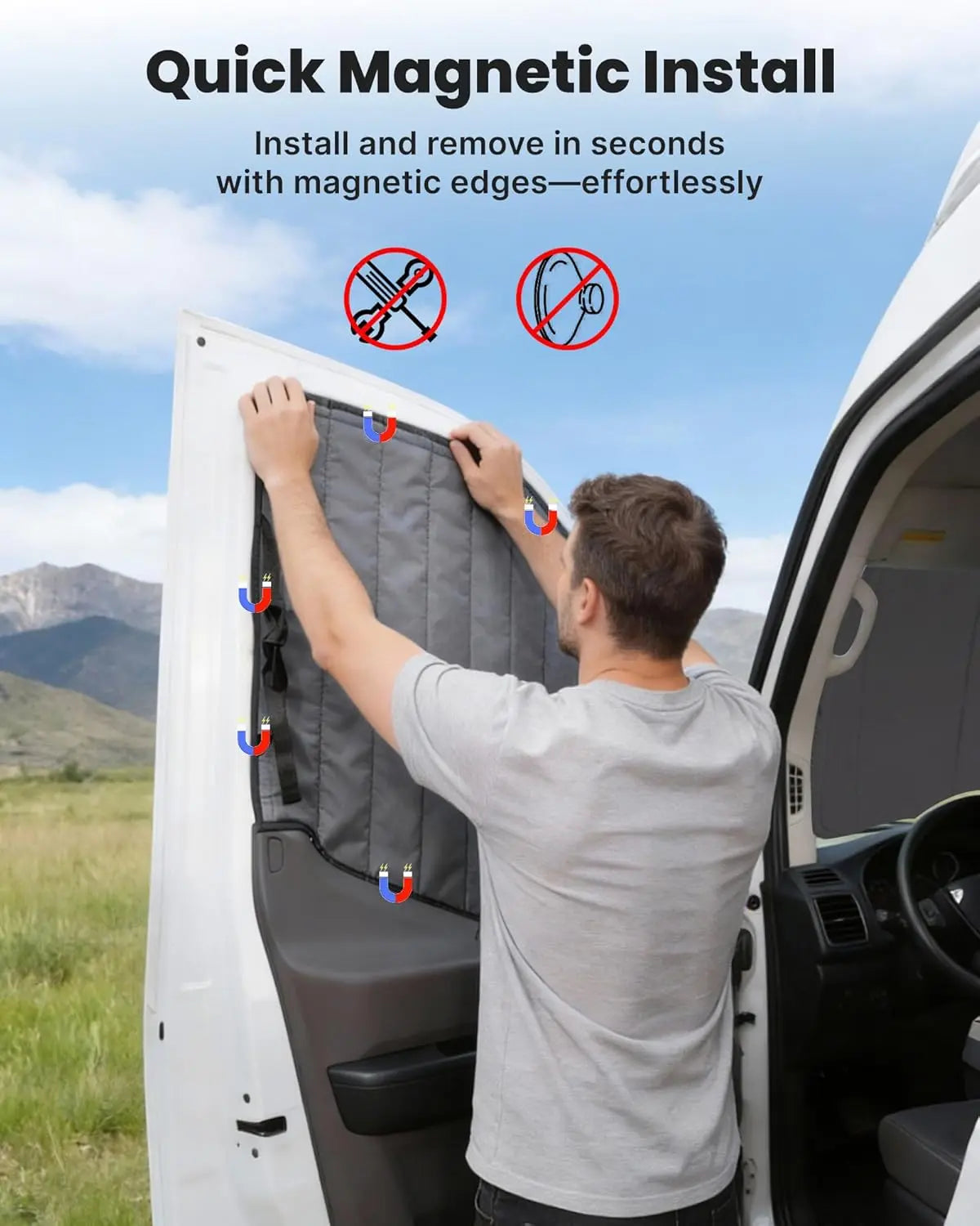 Insulated Blackout Van Window Covers for Ford Transit 150 250 350 - 3
