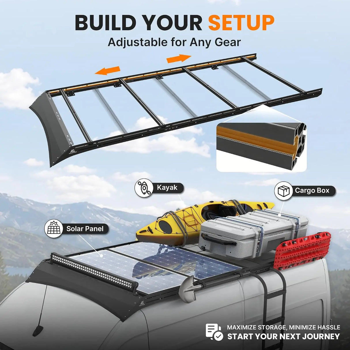MELIPRON Aluminum Roof Rack for Mercedes-Benz Sprinter 144" WB High Roof -3
