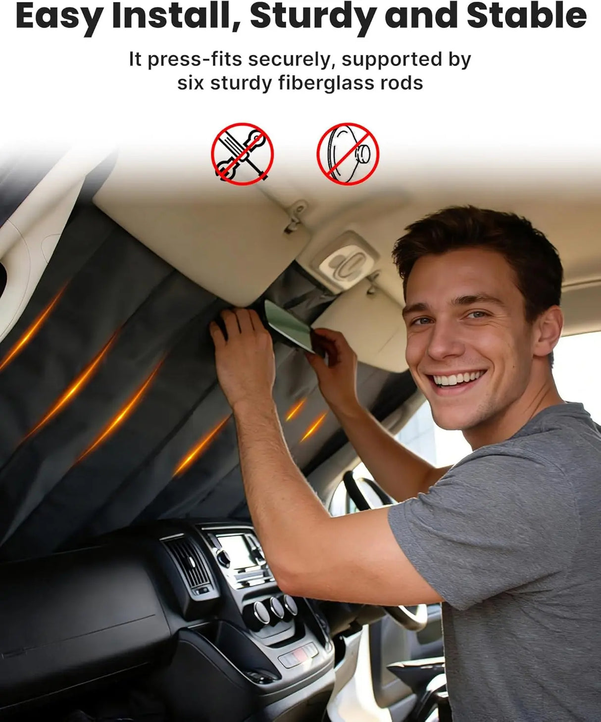 Insulated Blackout Van Windshield Covers for RAM Promaster - 3