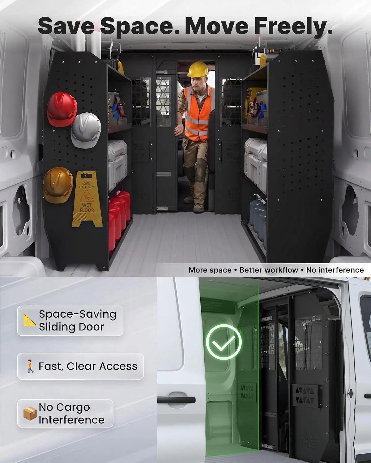 Melipron Van Bulkhead Partition for 2014-2026 Ford Transit Low Roof With Sliding Door