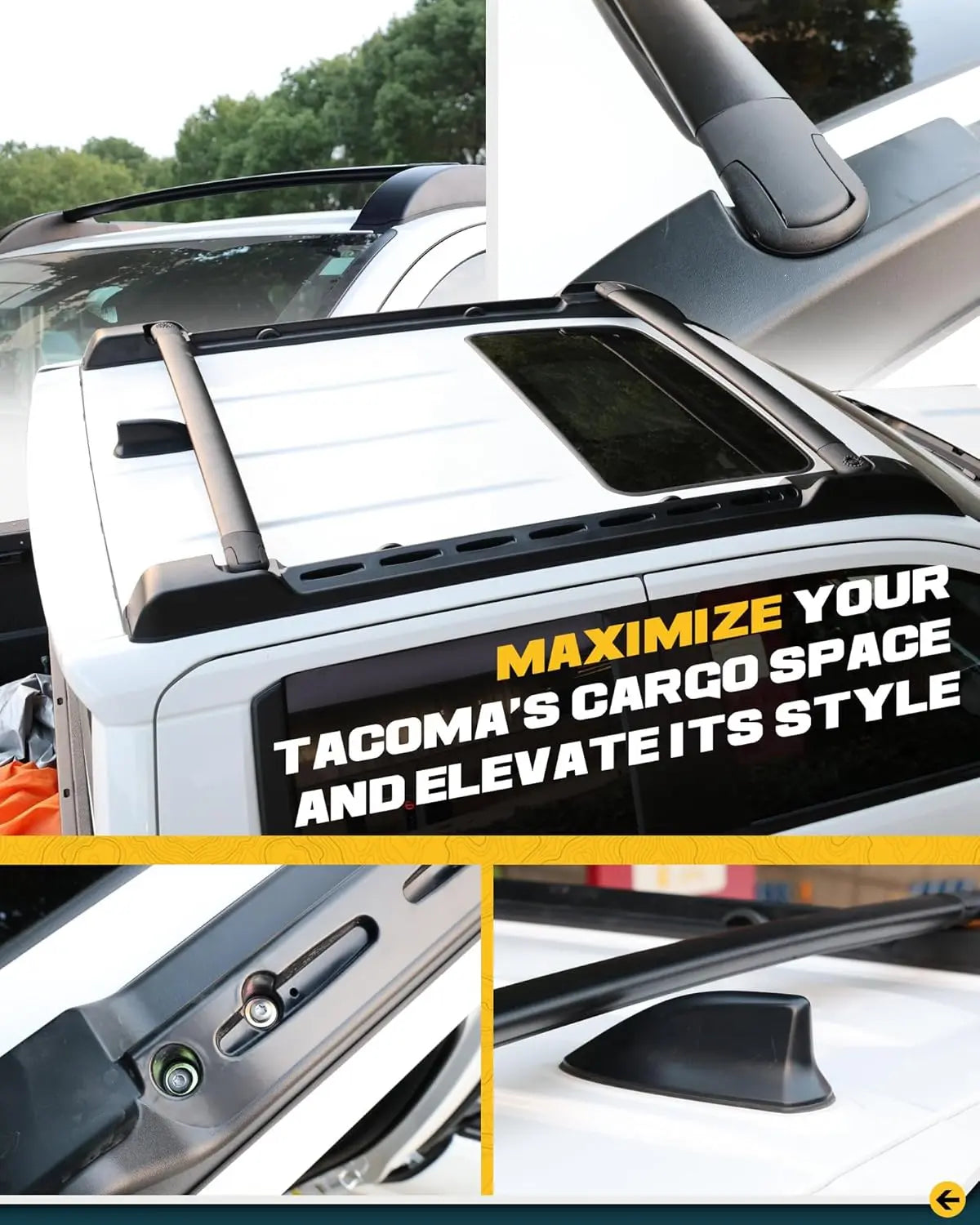 Roof Rack Cross Bars Kit for 2024 2025 Toyota Tacoma Double Cab - MELIPRON