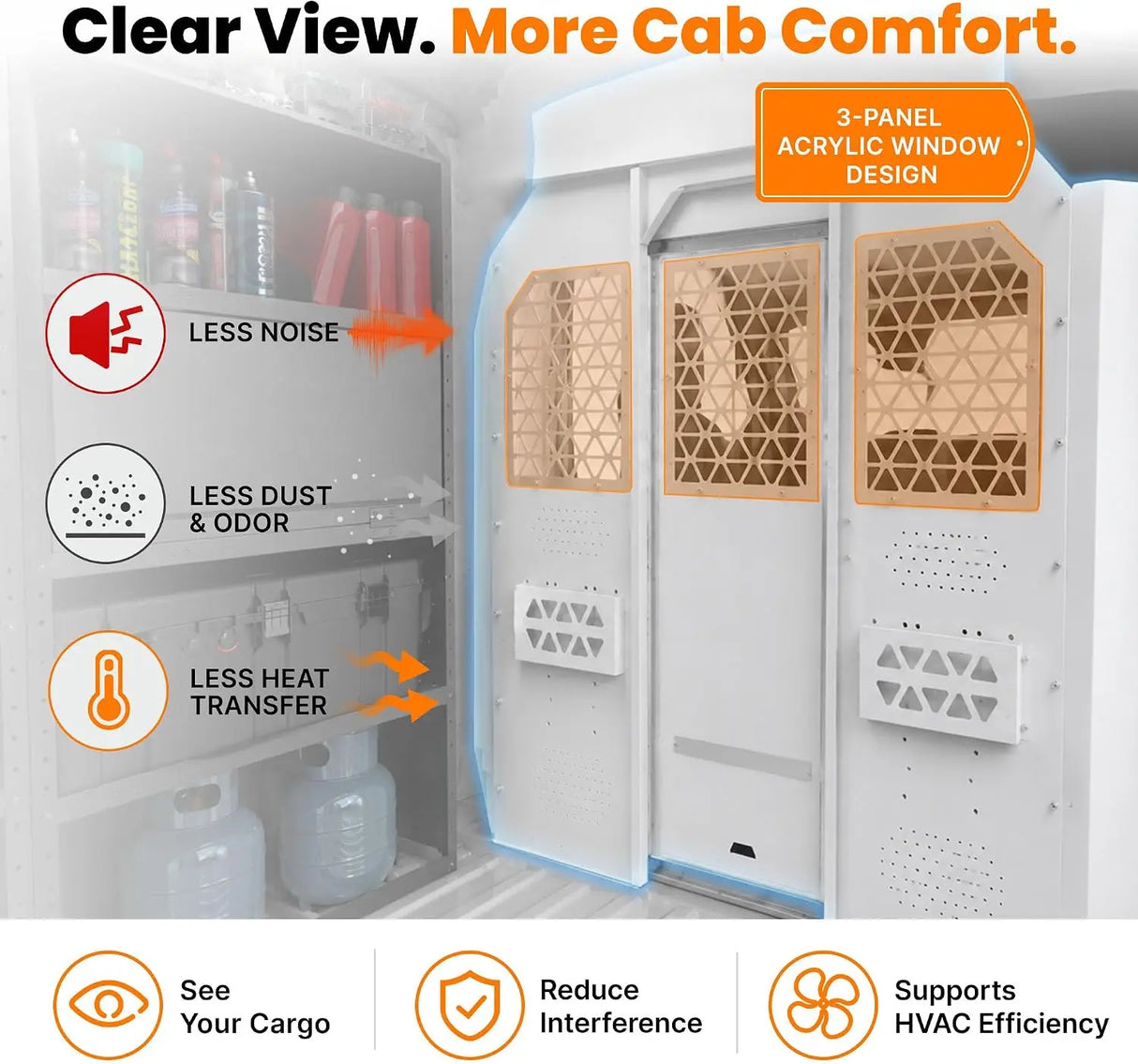 MELIPRON Sliding Van Partition for Ford Transit 150/250/350 High Roof 2015-2026