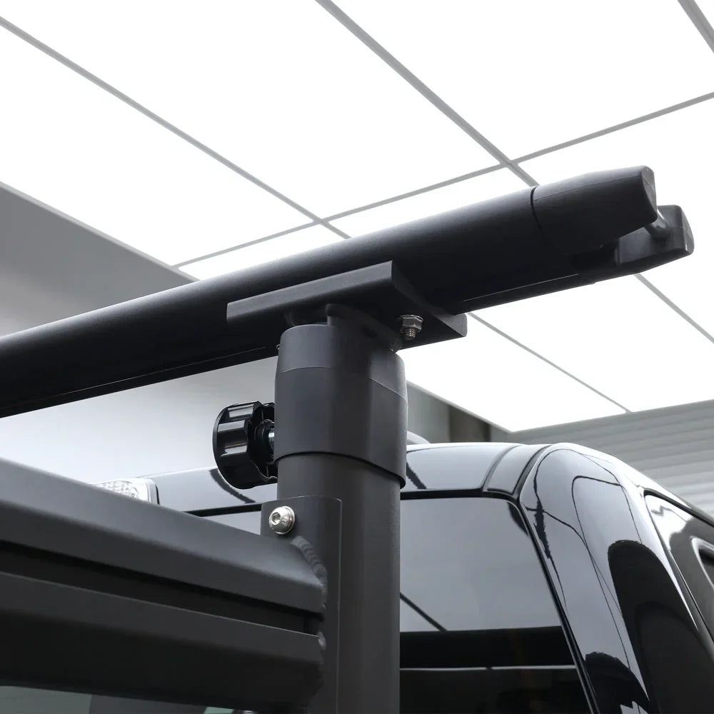 Melipron Adjustable Ladder Rack for Full-Size Truck Beds –  Heavy-Duty Aluminum Work Rack for Lumber, Pipes, Ladders & Tools Compatible with Tonneau Cover
