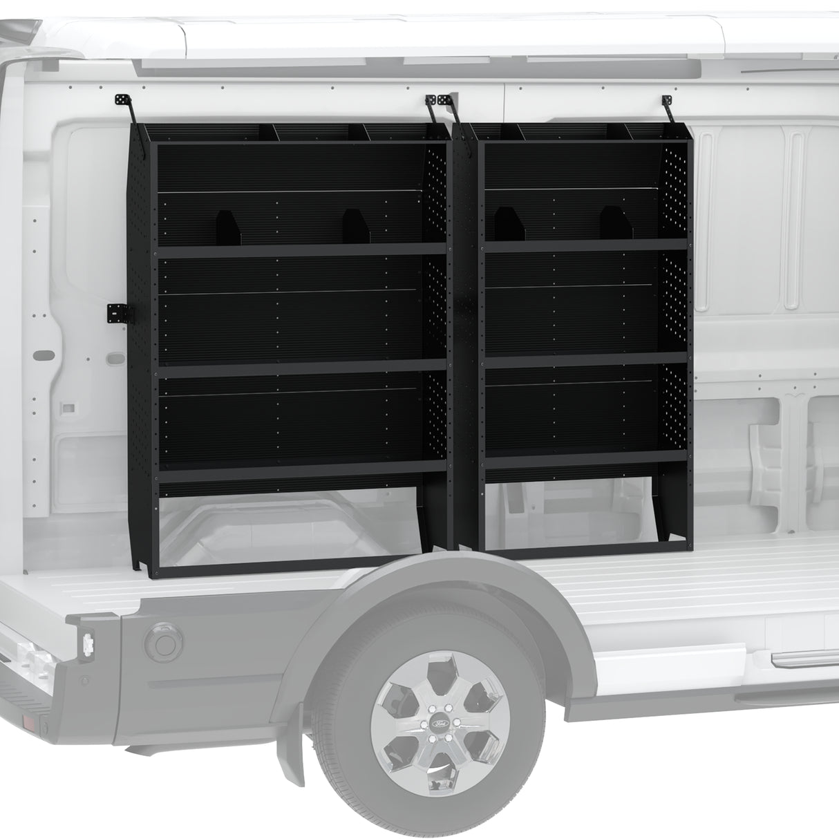 Melipron 32"W x 60"H x 13"D & 42"W x 60"H x 13"D Steel Cargo Van Shelving