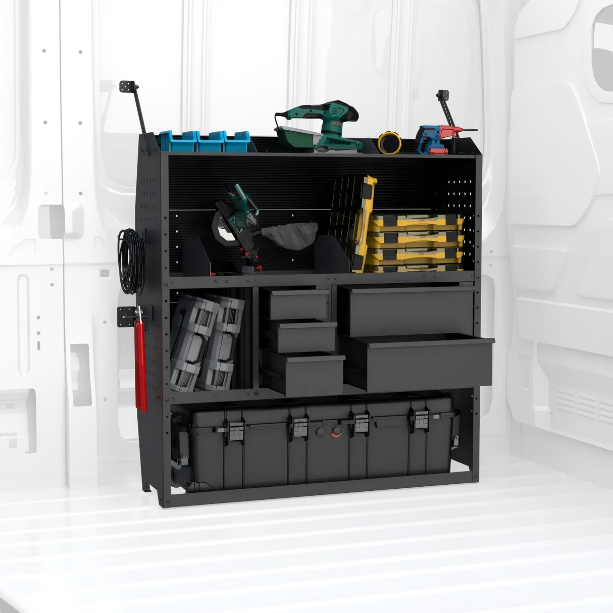 MELIPRON 46"H x 13"D Cargo Van Shelving Storage with Lockable Drawers for Ford Transit, RAM ProMaster, Chevy Express, Sprinter -2