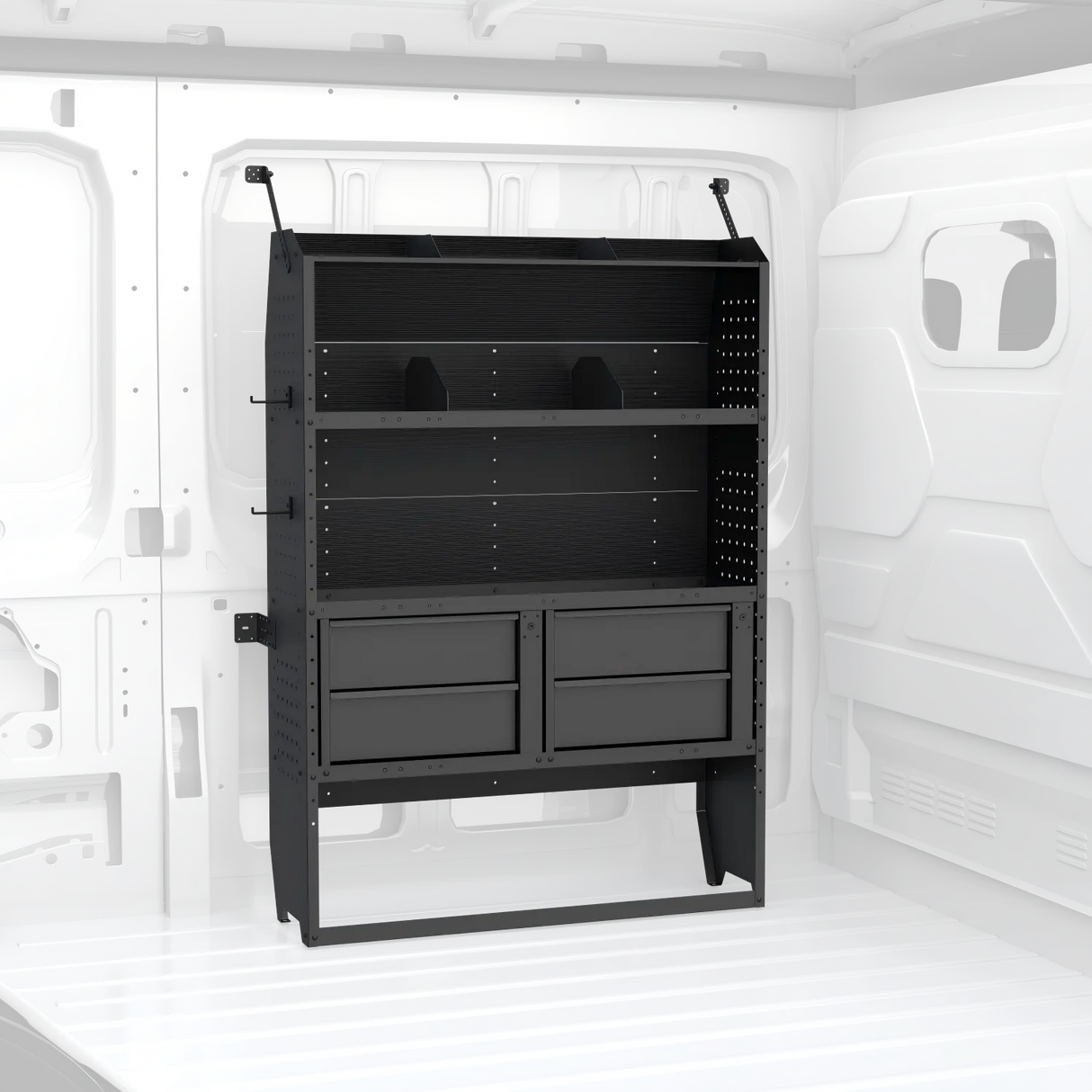 【Preorder】MELIPRON 60"H x 13"D Cargo Van Shelving Storage with Lockable Drawers for Ford Transit, RAM ProMaster, Chevy Express, Sprinter Mid & High Roof