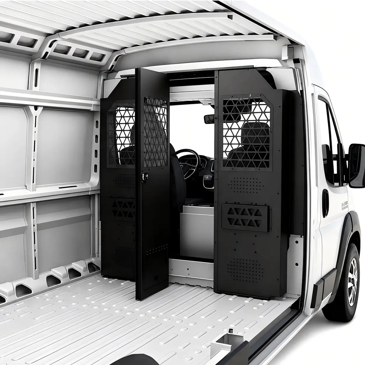 Melipron Van Bulkhead Partition for RAM ProMaster High Roof with Lockable Hinged Door