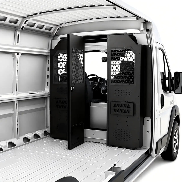 Melipron Van Bulkhead Partition for RAM ProMaster High Roof with Lockable Hinged Door