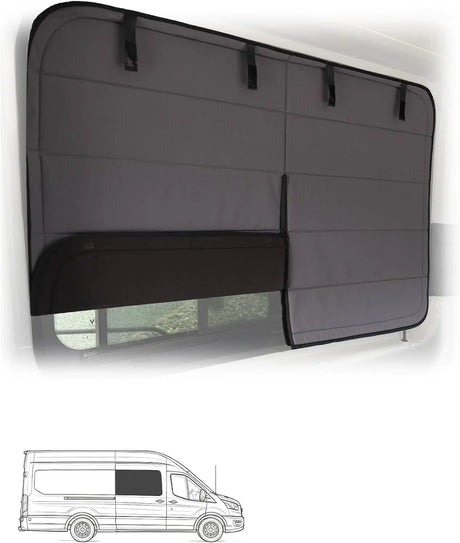 Melipron Magnetic Insulated Sliding Door Window Cover for Ford Transit Mid & High Roof 2015-2026 -1