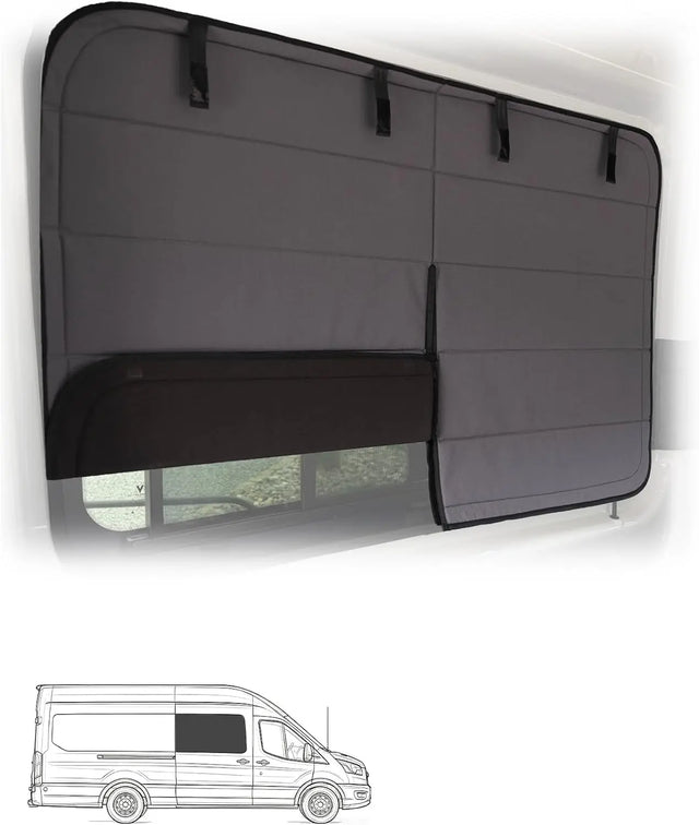 Melipron Magnetic Insulated Sliding Door Window Cover for Ford Transit Mid & High Roof 2015-2026 -1