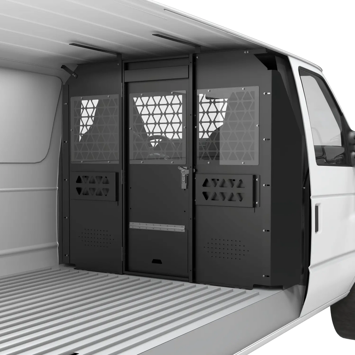 Melipron Steel Bulkhead Partition for Ford Econoline E-Series with Lockable Hinged Door -2