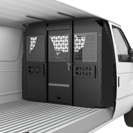 Melipron Steel Bulkhead Partition for Ford Econoline E-Series with Lockable Hinged Door -2