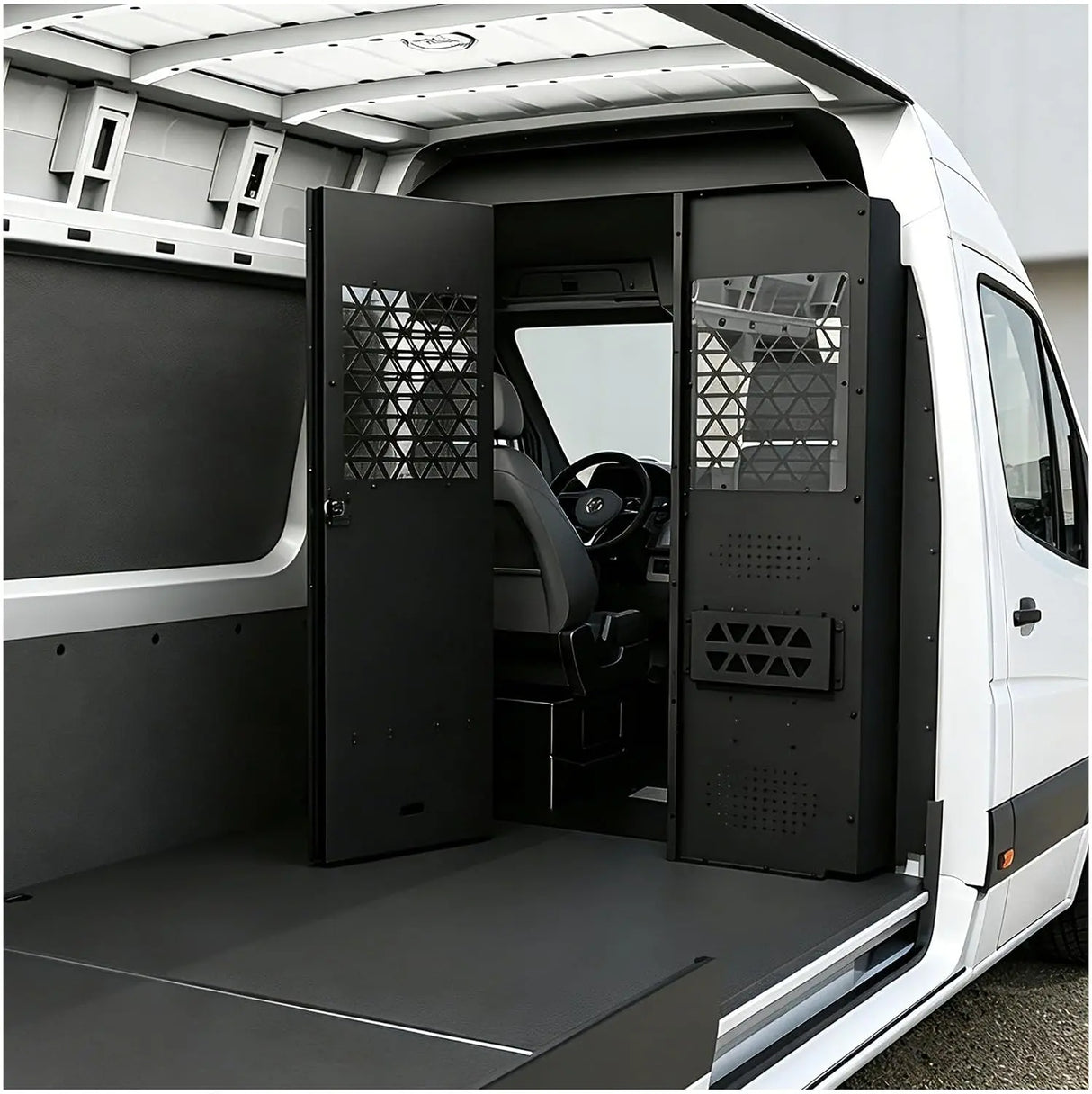 Melipron Van Bulkhead Partition for Mercedes Sprinter High Roof with Lockable Hinged Door -1