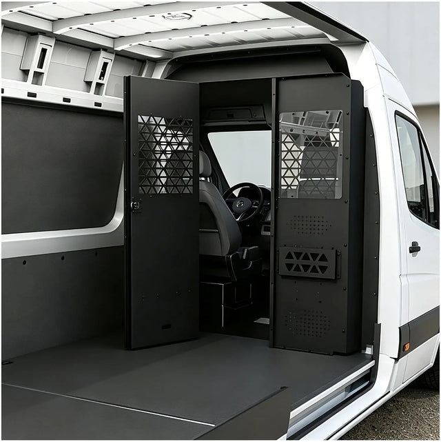 Melipron Van Bulkhead Partition for Mercedes Sprinter High Roof with Lockable Hinged Door -1