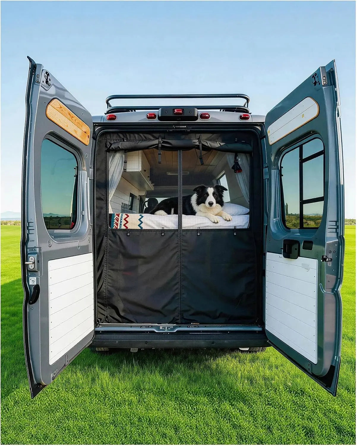 Melipron Magnetic Rear Door Bug Screen with Blackout Panel for RAM ProMaster High Roof 2015-2026 -1