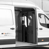 Melipron Ford Transit High Roof Van Bulkhead Partition with Locking Sliding Door - Black -1