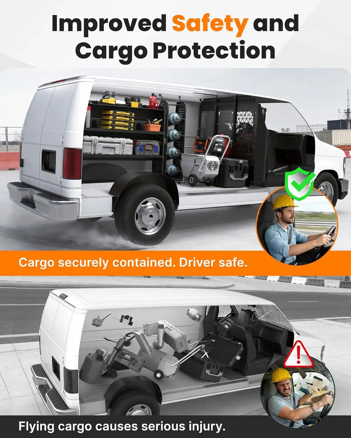 Melipron Steel Bulkhead Partition for Ford Econoline E-Series with Hinged Door -4