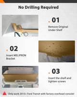 Melipron Overhead Headliner Shelf with Curtain Rod for Ford Transit Mid & High Roof 2015-2026 -2