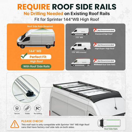 MELIPRON Aluminum Roof Rack for Mercedes-Benz Sprinter 144" WB High Roof -2