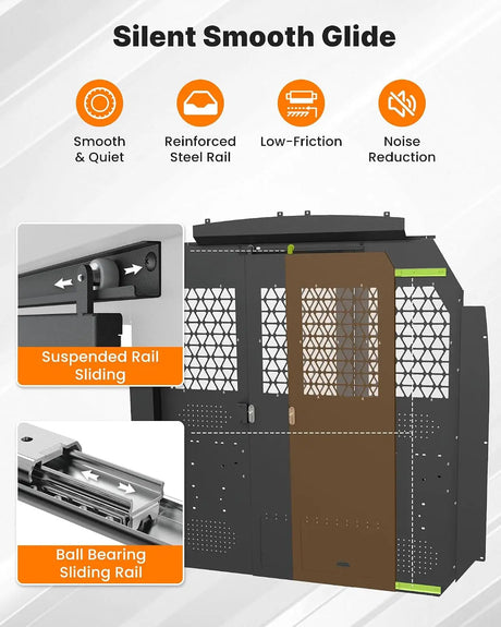 Melipron Van Bulkhead Partition for 2014-2026 Ford Transit Mid Roof With Sliding Door