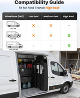 Melipron Ford Transit High Roof Van Bulkhead Partition with Locking Sliding Door - Black -2