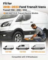 Running Board Fits for Ford Transit 150, 250, 350, Aluminum Rear Side Steps for Van No-Drilling Required-5