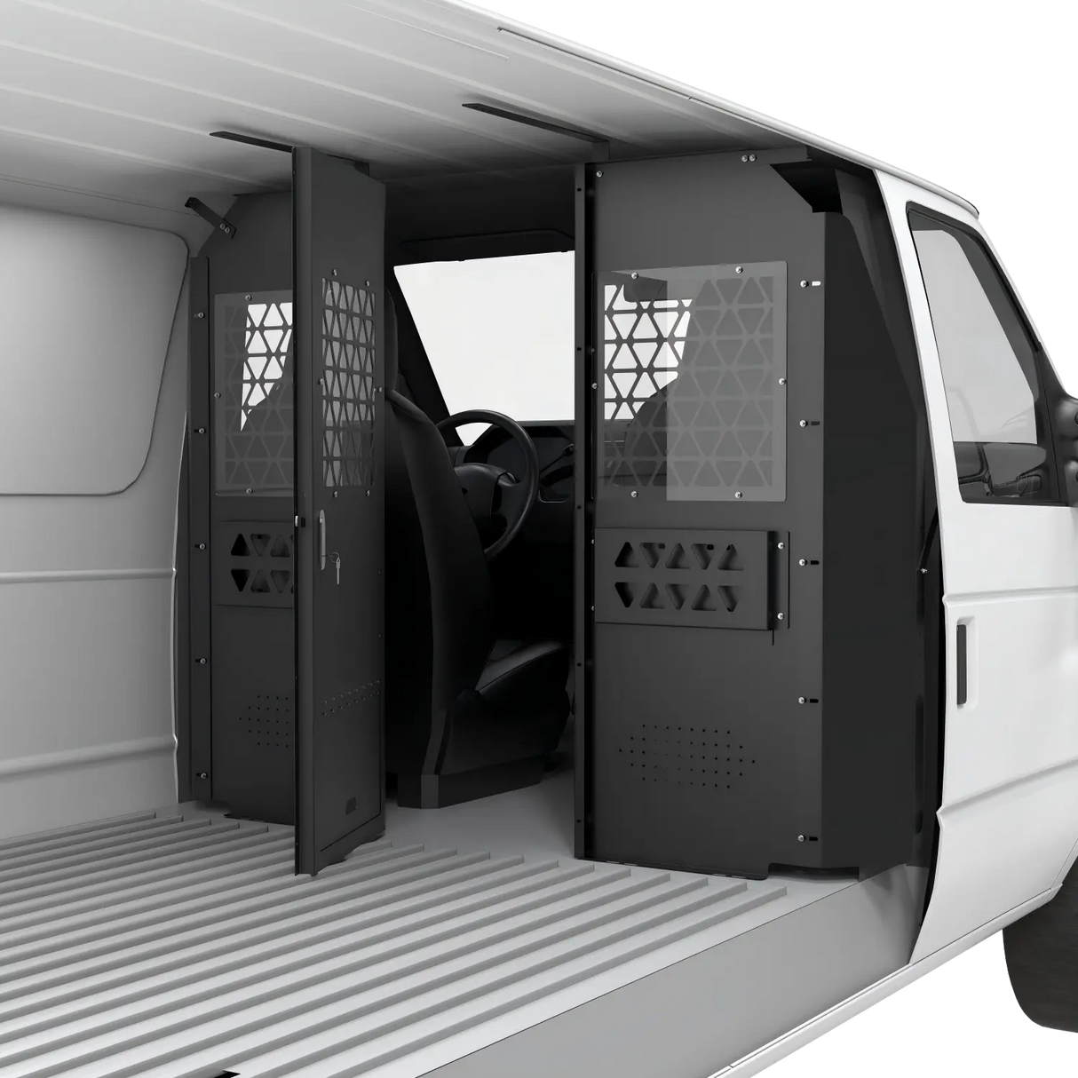 Melipron Steel Bulkhead Partition for Ford Econoline E-Series with Lockable Hinged Door -1