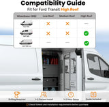 MELIPRON Sliding Van Partition for Ford Transit 150/250/350 High Roof 2015-2026