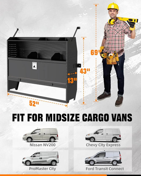 43" H x 13" D Steel Cargo Van Shelving Storage-17