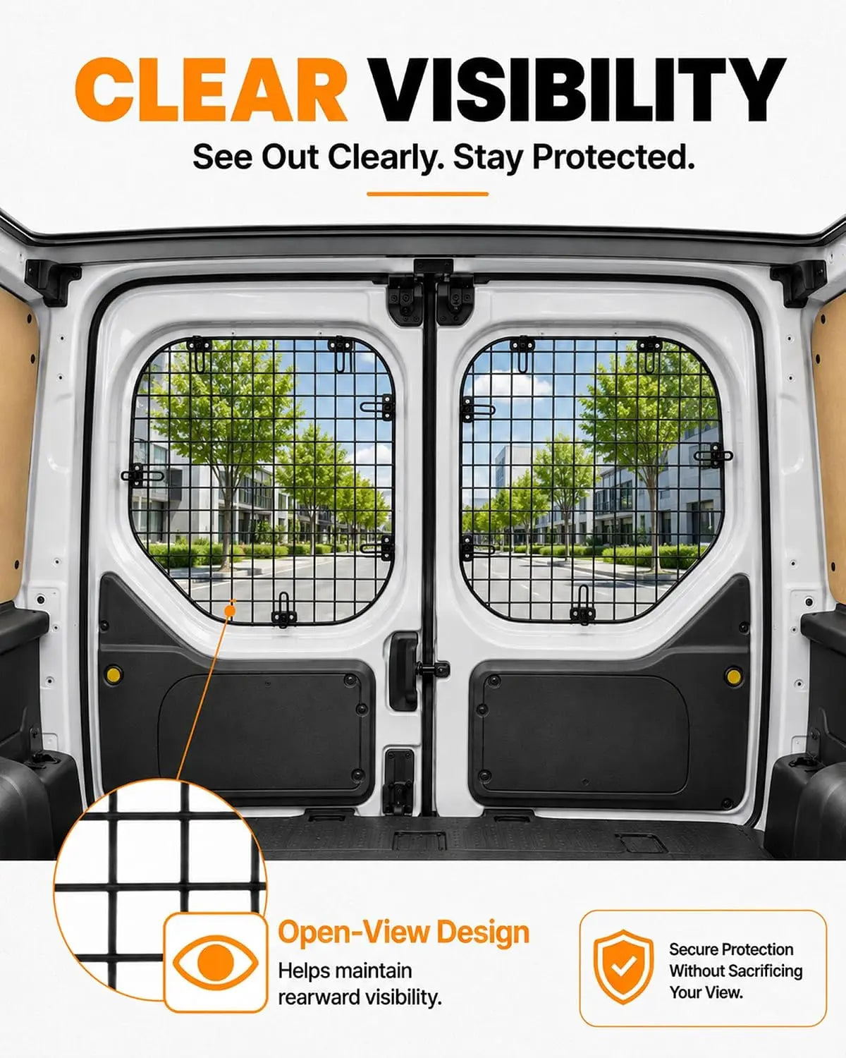 Melipron Rear Window Security Screens for 2014-2026 Ford Transit Connect - Pair -3