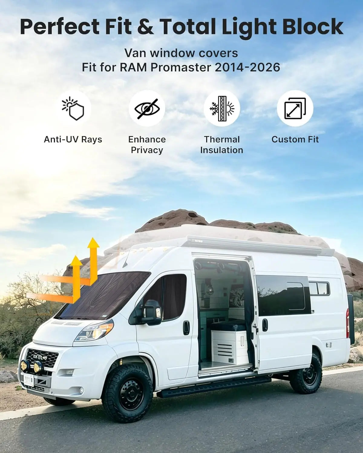 Insulated Blackout Van Window Covers for RAM Promaster - MELIPRON