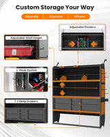 Melipron 60"H x 13"D Cargo Van Shelving Storage with Lockable Drawers for Ford Transit, RAM ProMaster, Chevy Express, Sprinter Mid & High Roof