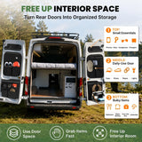 Melipron Full Rear Door Storage System for Ford Transit High Roof 150/250/350 2015–2026 – Upper, Middle & Lower Organizer Kit