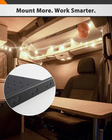 Melipron Overhead Headliner Shelf with Curtain Rod for Ford Transit Mid & High Roof 2015-2026 -3