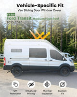 Melipron Magnetic Insulated Sliding Door Window Cover for Ford Transit Mid & High Roof 2015-2026