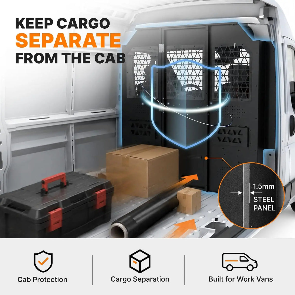 Melipron Van Bulkhead Partition for RAM ProMaster High Roof with Lockable Hinged Door