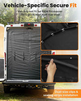 Melipron Magnetic Rear Door Bug Screen with Blackout Panel for RAM ProMaster High Roof 2015-2026