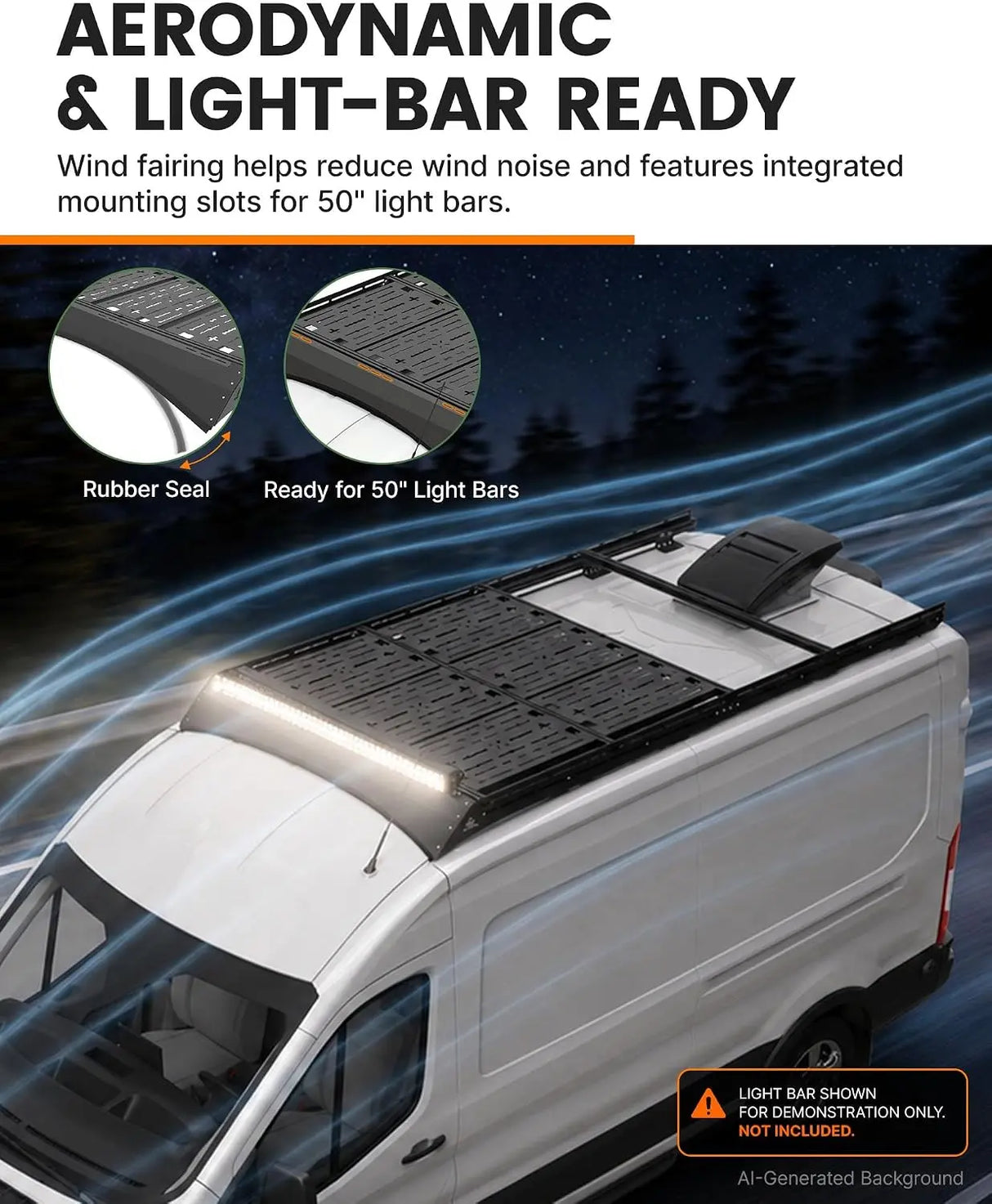 【Preorder】MELIPRON Ford Transit 148" Mid Roof Aluminum Roof Rack – Heavy-Duty Utility Platform with 6pcs Molle Decks for Solar Panels & Overland Gear