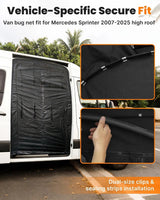 Melipron Magnetic Sliding Door Bug Screen with Blackout Panel for Mercedes Sprinter High Roof 2007-2026