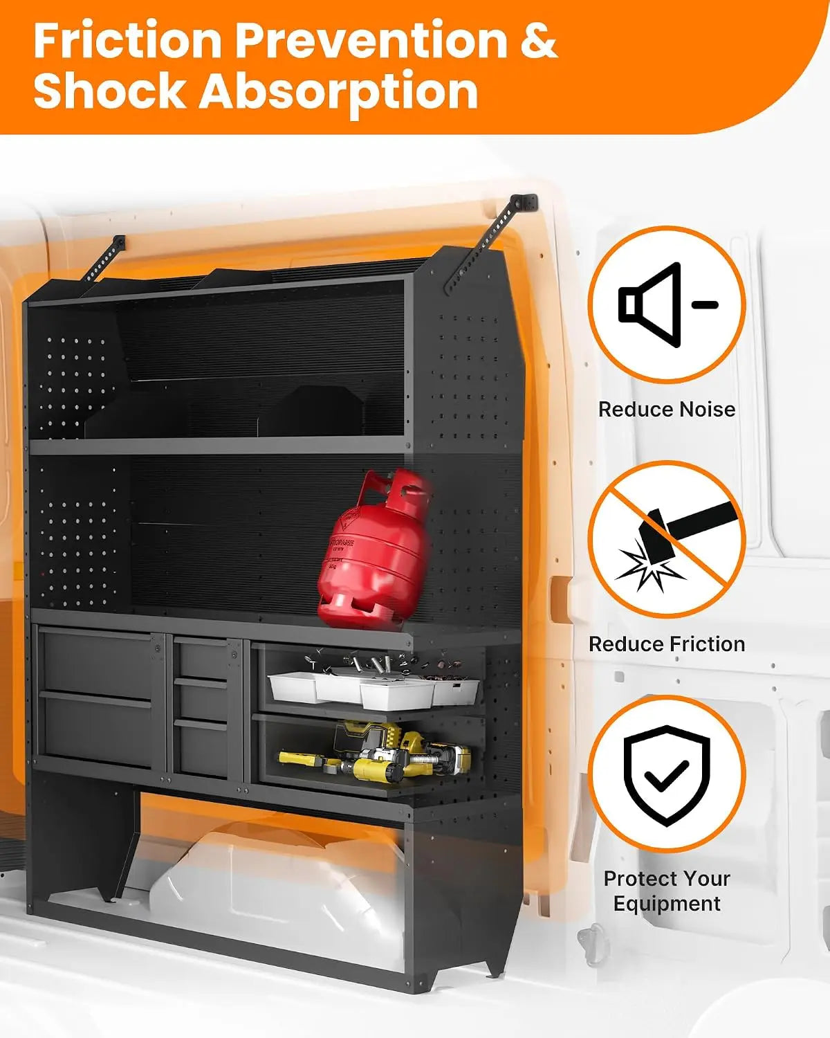 【Preorder】MELIPRON 60"H x 13"D Cargo Van Shelving Storage with Lockable Drawers for Ford Transit, RAM ProMaster, Chevy Express, Sprinter Mid & High Roof