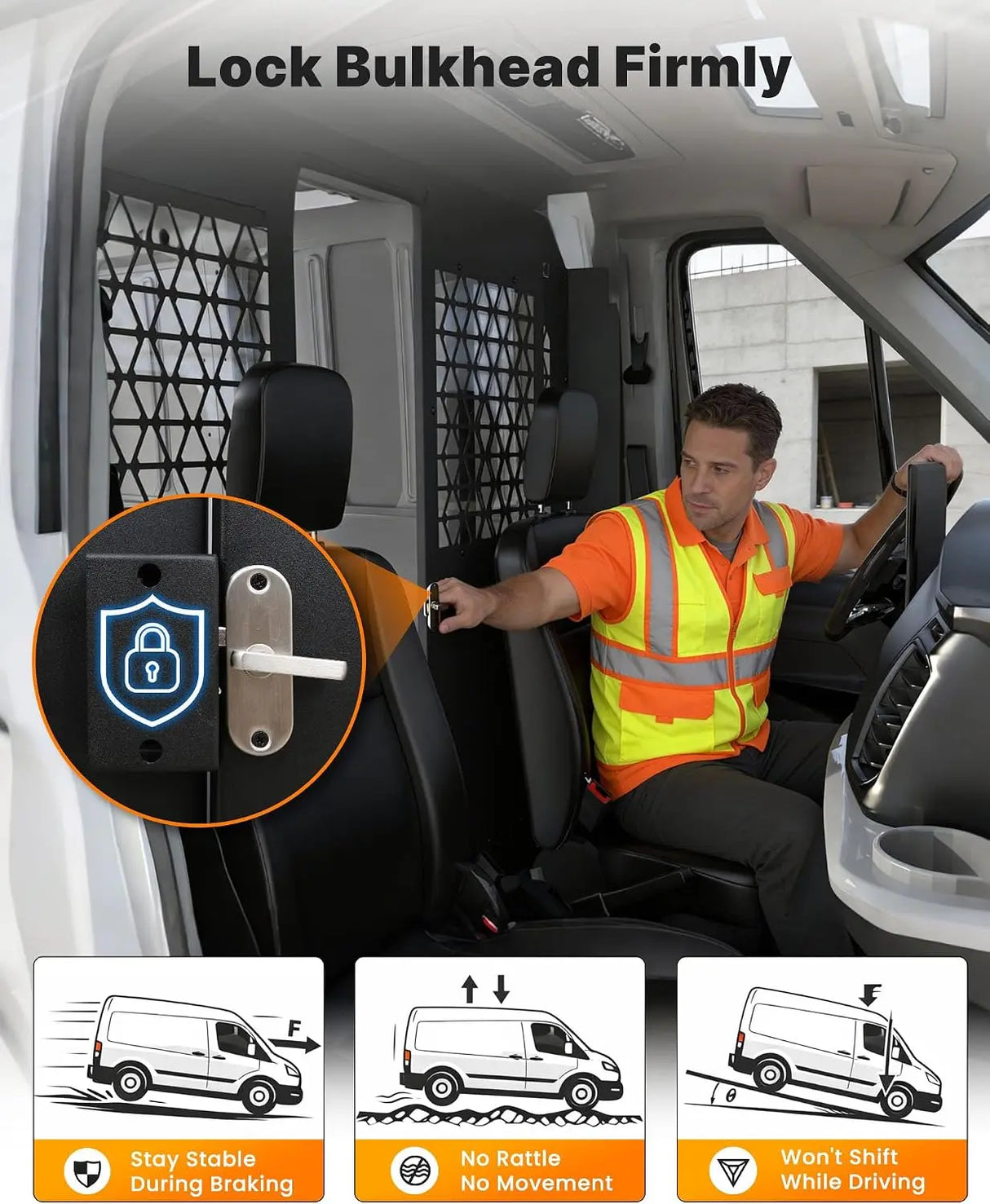 Melipron Van Bulkhead Partition for 2014-2026 Ford Transit Mid Roof With Sliding Door