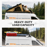 MELIPRON Aluminum Roof Rack for Ford Transit 130" WB Mid Roof with Wind Fairing & T-Slot Crossbars