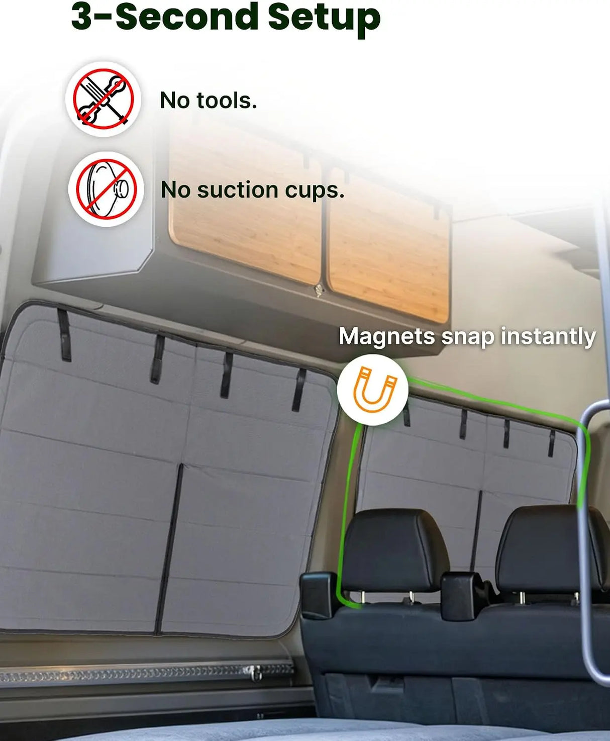Melipron Magnetic Insulated Middle Window Cover for Mercedes Sprinter NCV3 & VS30 170"/170" ext – Driver Side -6