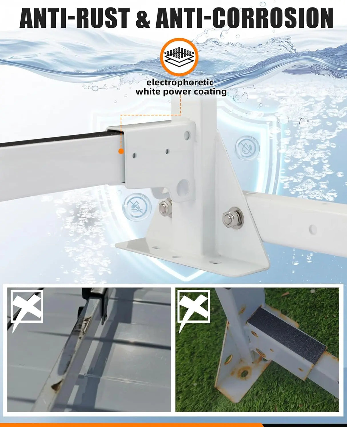 Cargo Van Roof Ladder Rack with 36" Rear Roller (NOT Affect Brake Light) Fit for Ford Transit 150 250 350, Low/Mid/High Roof, 800 Lbs Capacity Steel Ladder Rack for Van, No‑Drill Required-4