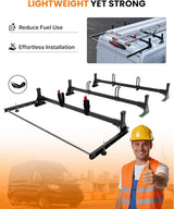 800lbs Van Roof Ladder Rack with Rear Roller Fits for 2015-2025 Ford Transit 150 250 350, Steel Cargo Van Rack with Anti-Rust Coating, Ideal for Transporting Ladders, Pipes-5