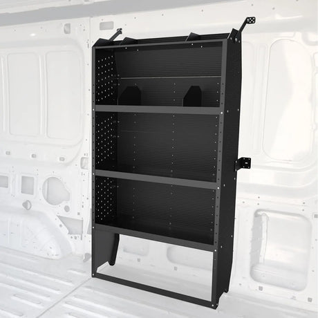 Melipron Ford Transit Van Partition & 32″ W x 60″ H x 13″ D Steel Shelving, Fits Transit 150/250/350 Mid-Roof 2014–2026
